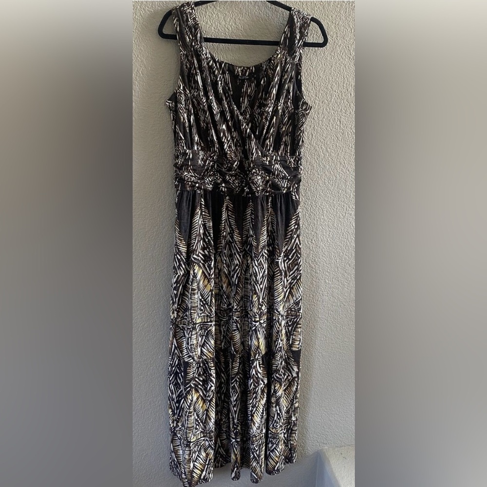 Nic & Zoe Women’s Brown Boho sleeveless v-neck Maxi Dress